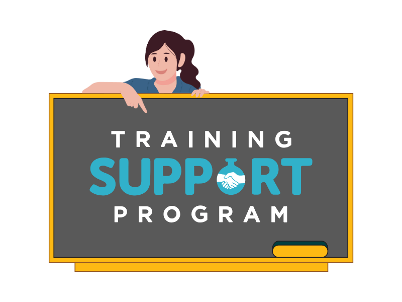 tsp-training-support-program-logo-gray-blackboard-woman-pointing