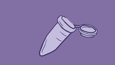 A purple liquid is pipetted into a microfuge tube 